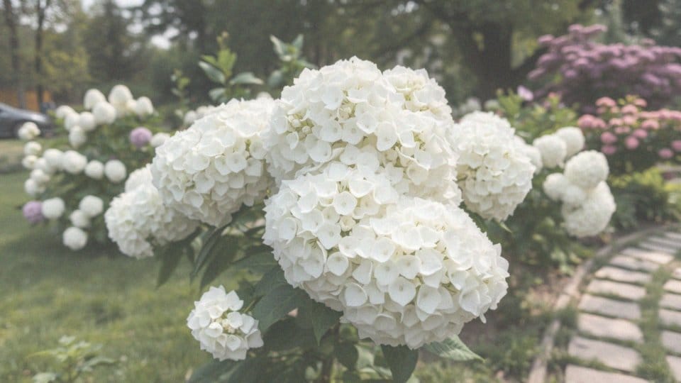 Jakie są przykłady krzewów z białymi kwiatami?